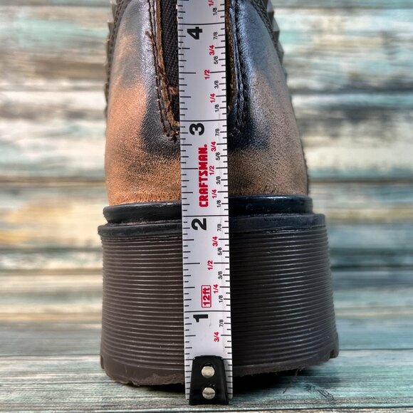 Steve Madden Avenger Combat Boot 9M Brown Leather Camo Print Platform Grunge - Picture 11 of 13